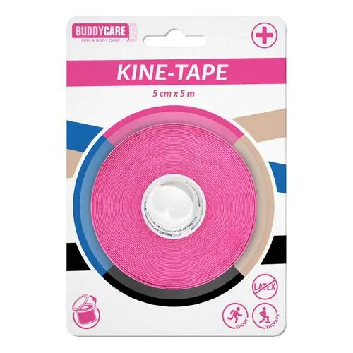 Kine-Tape latexfrei Buddycare med 5cmx5m pinkrosa, 1 St