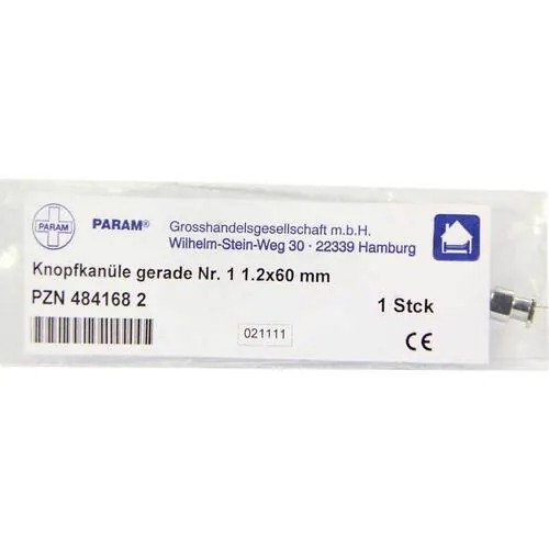 KNOPFKANÜLE gerade Nr.1 1,2x60 mm, 1 St