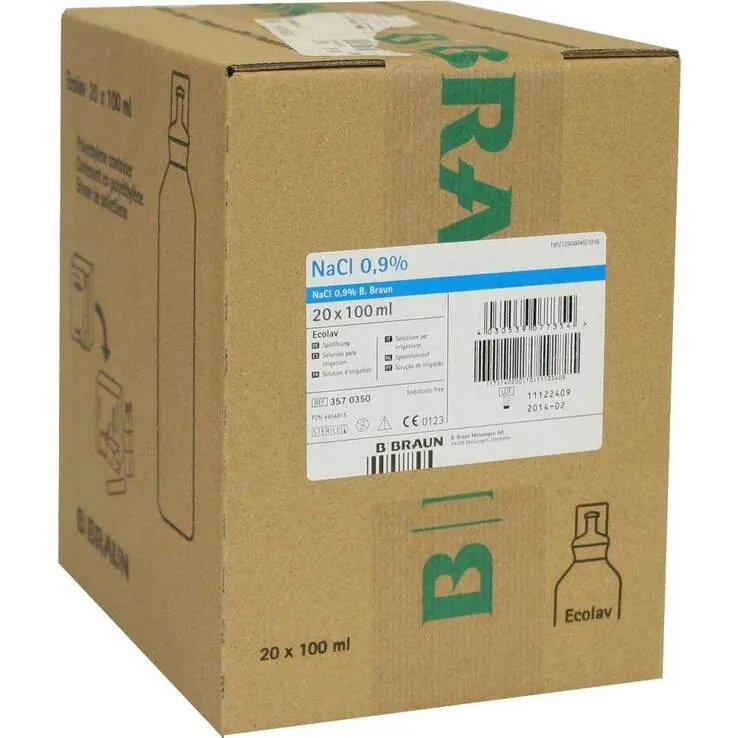 Kochsalzlösung 0,9% B.Braun SPÜLLÖSUNG Ecolav, 20X100 ml