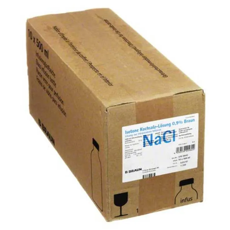 Kochsalzlösung 0,9% Glasflasche , 10X500 ml
