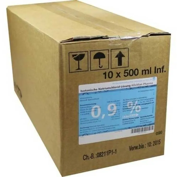 Kochsalzlösung 0,9% Glasflasche Infusionslösung, 10X500 ml