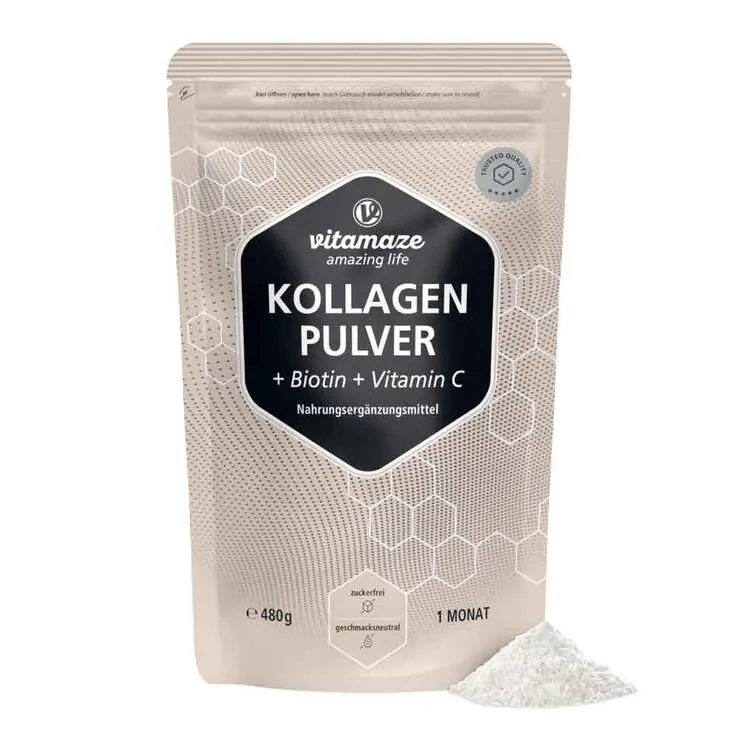 Kollagen Pulver + Biotin + Vitamin C, 480 g
