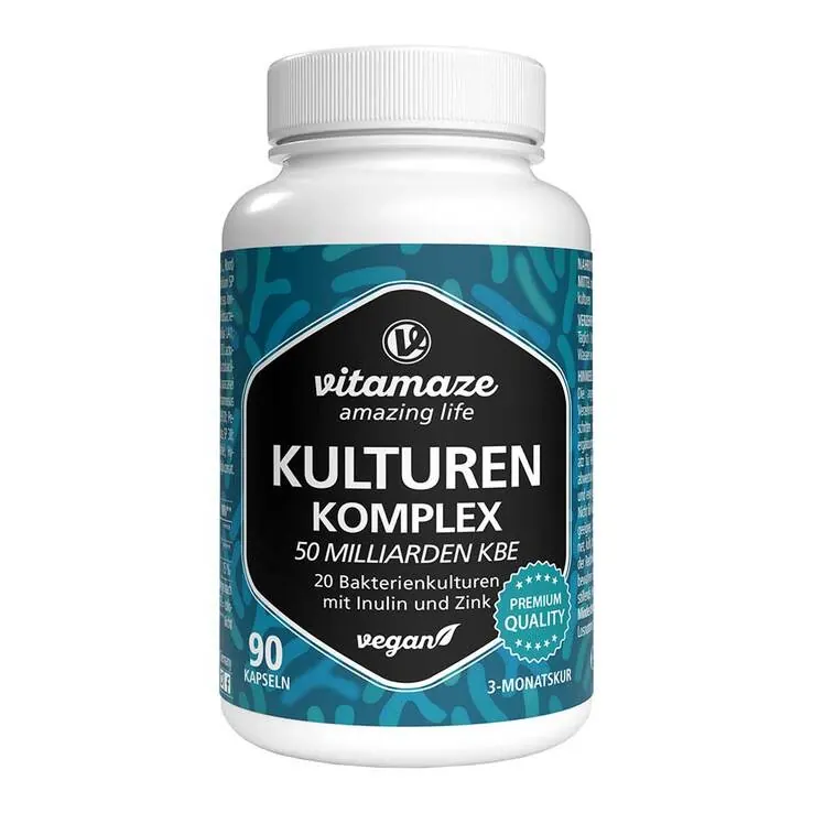 Kulturen Komplex 20 Darmbakterien 50 Mrd. KbE vegane Kapseln , 90 St