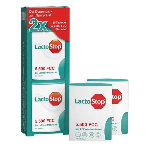 Lactostop 5.500 Fcc Tabletten Klickspender Dop.Pa., 2X120 St
