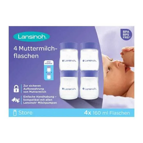 LANSINOH Muttermilchflaschen 160 ml neue Fla.Form, 4 St