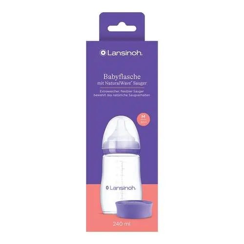 LANSINOH NaturalWave Babyflasche 240ml & Sauger M, 1 St