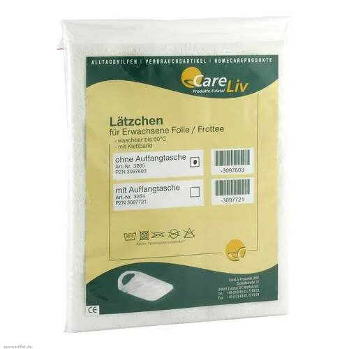 Lätzchen Erwachsene Folie / Frottee weiß mit Klettband, 1 St