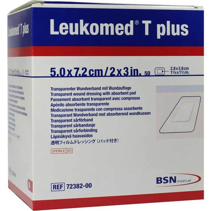 Leukomed transp. plus sterile Pflaster 5x7,2 cm, 50 St