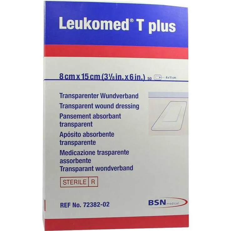 Leukomed transp. plus sterile Pflaster 8x15 cm, 50 St