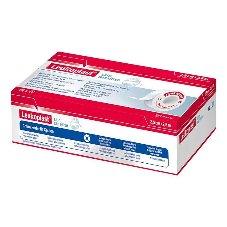 Leukoplast® skin sensitive 2,5 cm x 2,6 m ohne Schutzring, 12 St