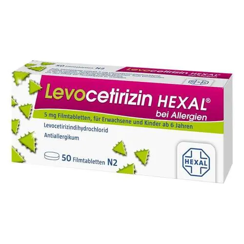 Levocetirizin Hexal bei Allergien 5 mg Filmtabletten , 50 St