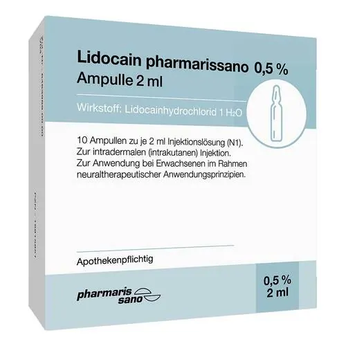Lidocain pharmarissano Ampulle 0,5% 2 ml Injektionslösung , 10X2 ml