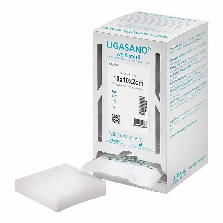 Ligasano weiß Verband 2x10x10 cm steril, 10 St