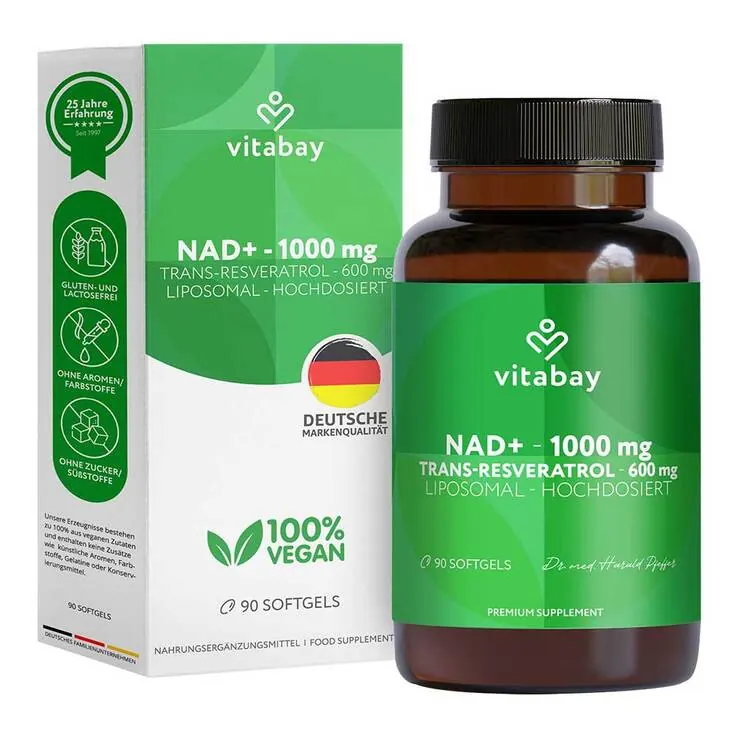 Liposomales Nad + 1000 mg + trans-Reveratrol 600 mg, 90 St