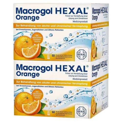 Macrogol Hexal Orange Pulver zur Her.e.Lösung zum Einnehmen Beutel , 100 St