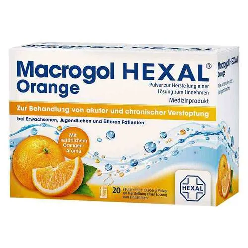 Macrogol Hexal Orange Pulver zur Her.e.Lösung zum Einnehmen Beutel , 20 St