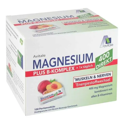 Magnesium 400 + B-Komplex direkt Pfir.Mar.Granulat Sticks, 100X2.5 g