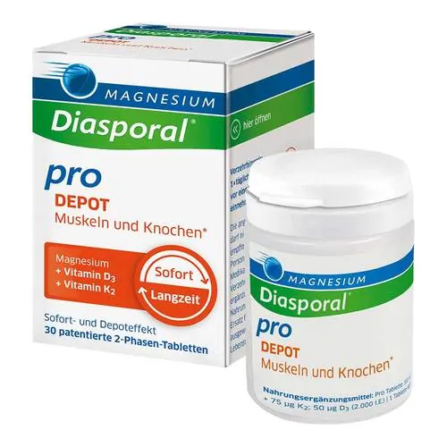 Magnesium Diasporal pro + D3+K2 Depot Muskel+Kno.Tab, 30 St
