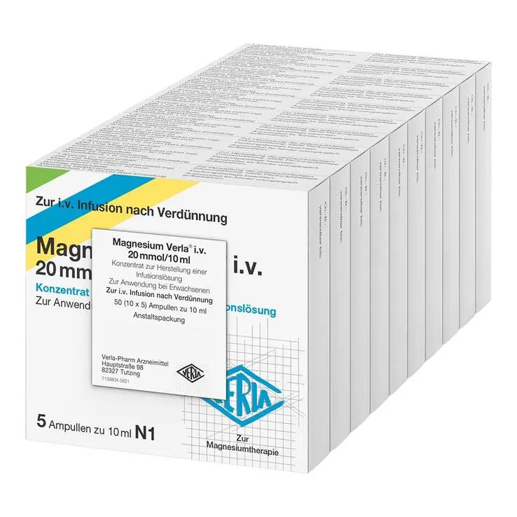Magnesium Verla i.v. 20 mmol/10 ml K. z. H. einer Infusionslsg, 50 St