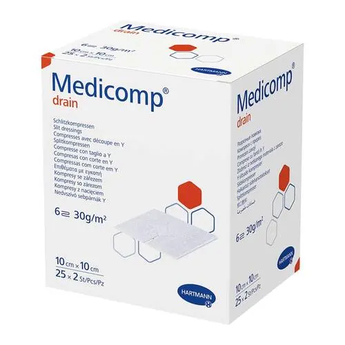 Medicomp drain Schlitzkompresse steril 10x10 cm 6fach, 25X2 St