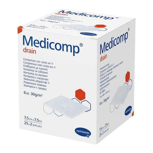 Medicomp drain Schlitzkompresse steril 7,5x7,5 cm, 25X2 St