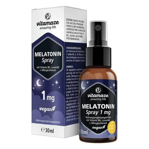 Melatonin 1 mg hochdosiert vegan Spray, 30 ml