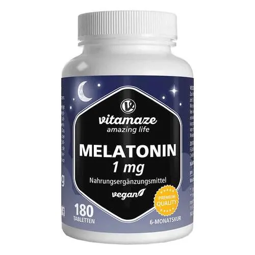 Melatonin 1 mg hochdosiert vegan Tabletten, 180 St