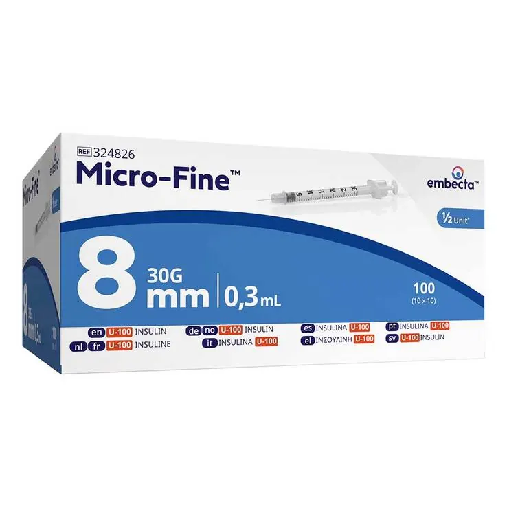 Micro-Fine Insulinspritze U100 0,3x8 mm, 100 St
