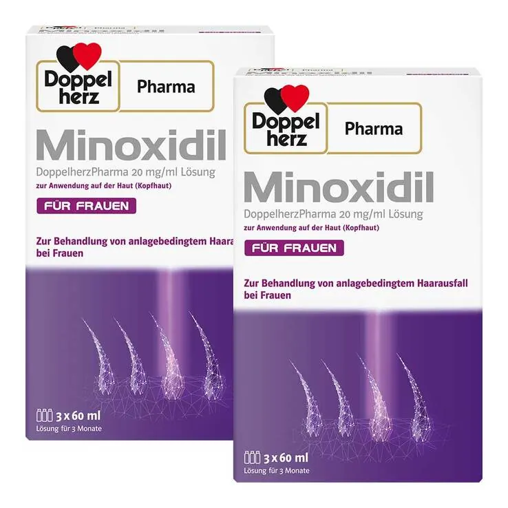 Minoxidil DoppelherzPharma 20 mg/ml Lösung für Frauen, 2x3x60 ml