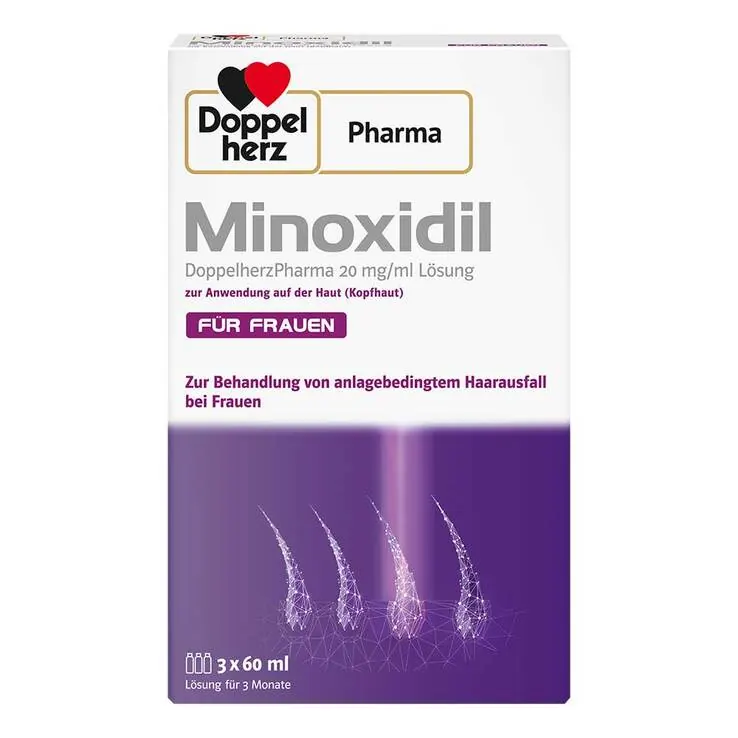 Minoxidil DoppelherzPharma 20 mg/ml Lösung für Frauen, 3X60 ml
