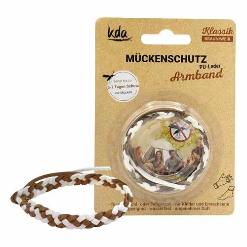 Mückenschutz Armband PU-Leder braun / weiß Kda, 1 St