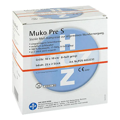 MUKO PRE S Mullkompressen 10x10 cm steril 8fach, 25X2 St