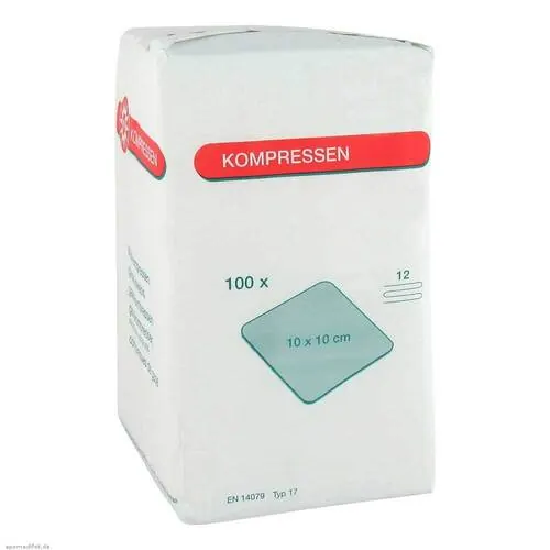 Mullkompressen 10x10 cm unsteril 12fach, 100 St
