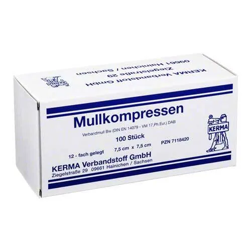 Mullkompressen 7,5x7,5 cm unsteril 12fach BW, 100 St