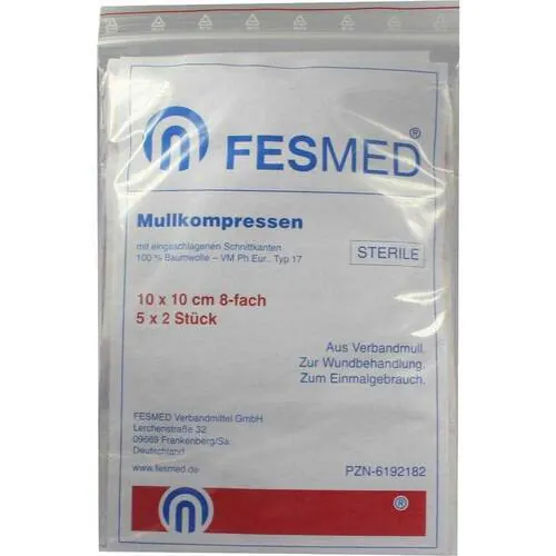 Mullkompressen ES 10x10 cm steril 8fach, 5X2 St
