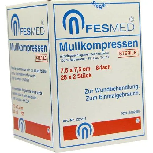 Mullkompressen ES 7,5x7,5 cm steril 8fach, 25X2 St