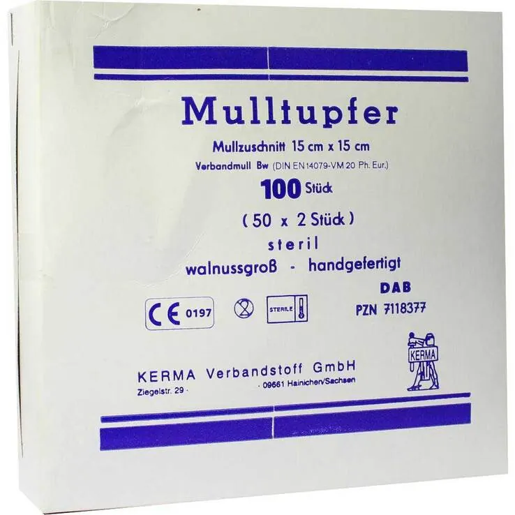 Mulltupfer 15x15cm walnussgroß steril, 50X2 St