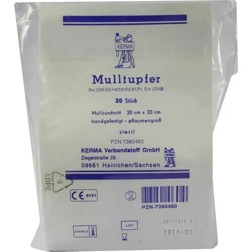 Mulltupfer 20x20 cm pflaumengroß steril, 30 St