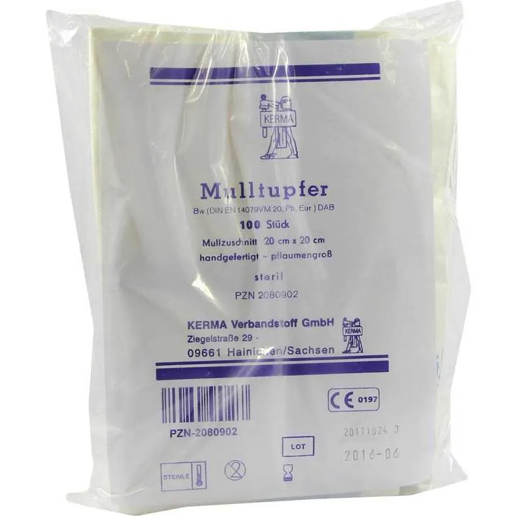 Mulltupfer 20x20cm pflaumengroß steril, 100 St