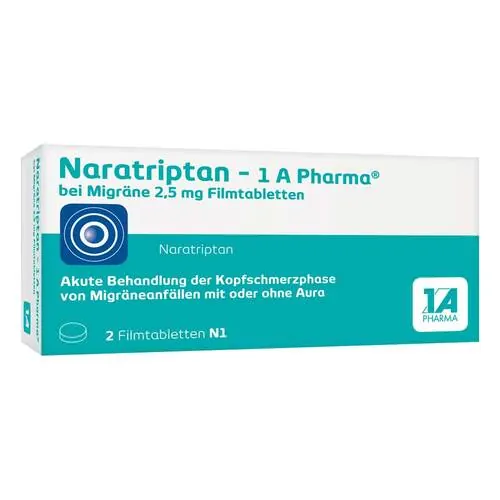 Naratriptan-1A Pharma bei Migräne 2,5 mg Filmtabletten , 2 St