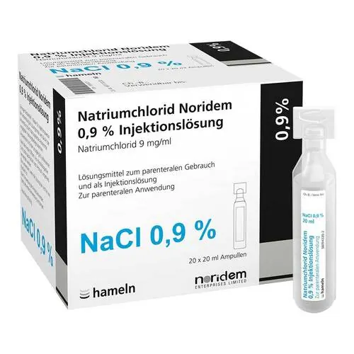 Natriumchlorid Noridem 0,9% Injektionslösung Ampulle , 20X20 ml