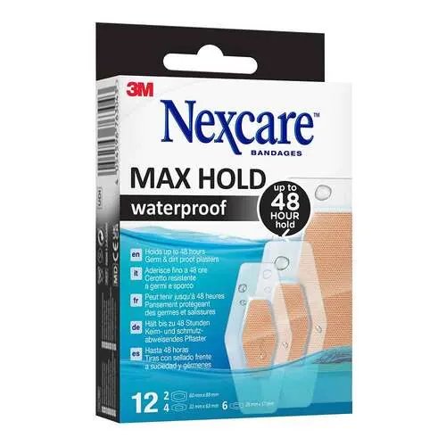 Nexcare Max Hold waterproof Pflasterstrips 3 Grö., 12 St