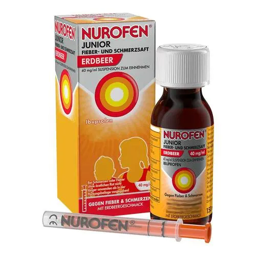 Nurofen Junior Fieber-u.Schmerzsaft Erdbe.40 mg / ml, 150 ml