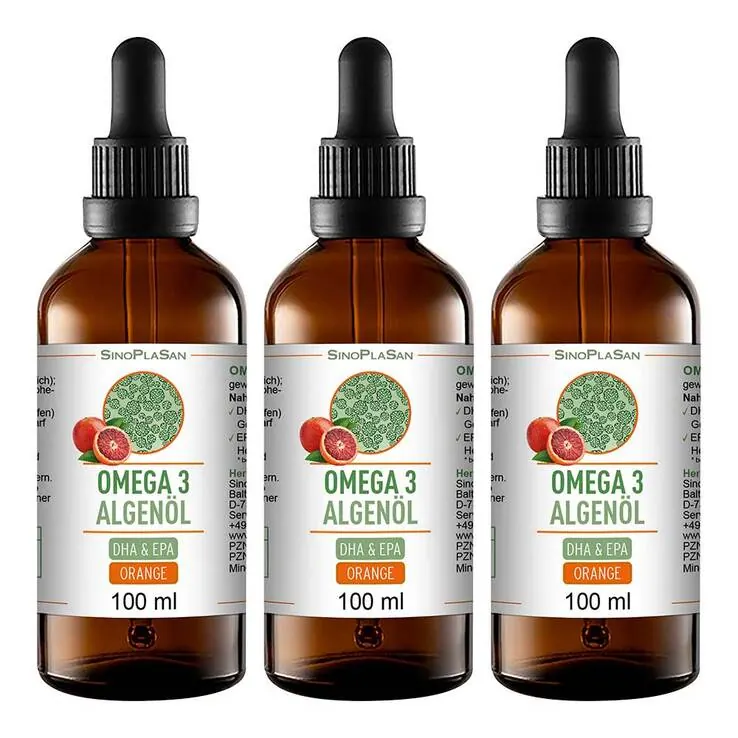 Omega-3 Algenöl DHA & EPA, 3x100 ml