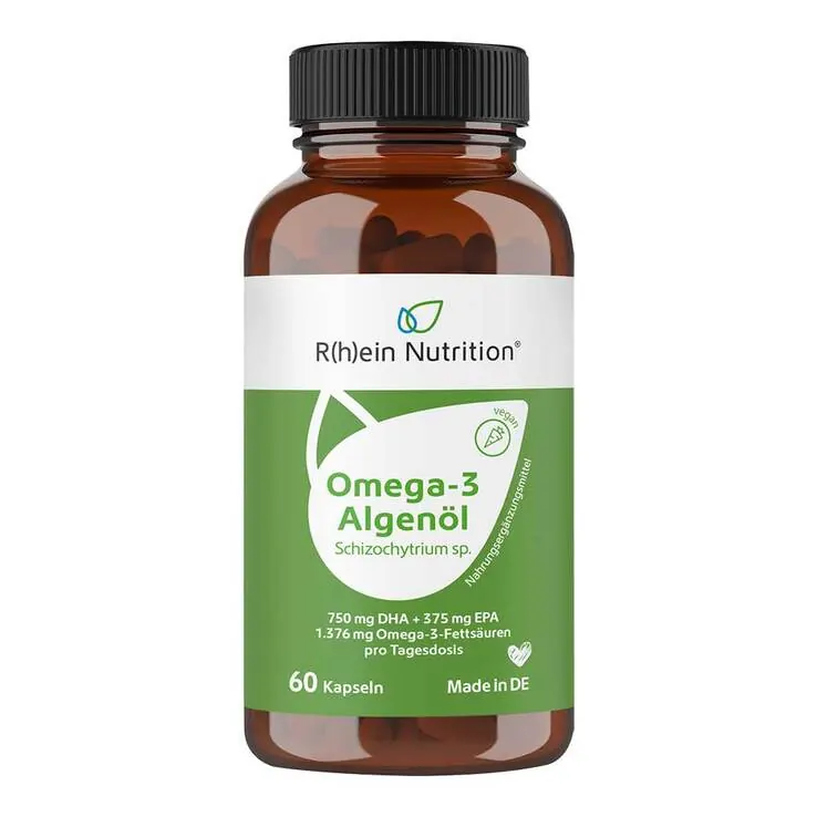 Omega-3 Algenöl mit DHA + EPA hochdosiert & vegan Kapseln , 60 St