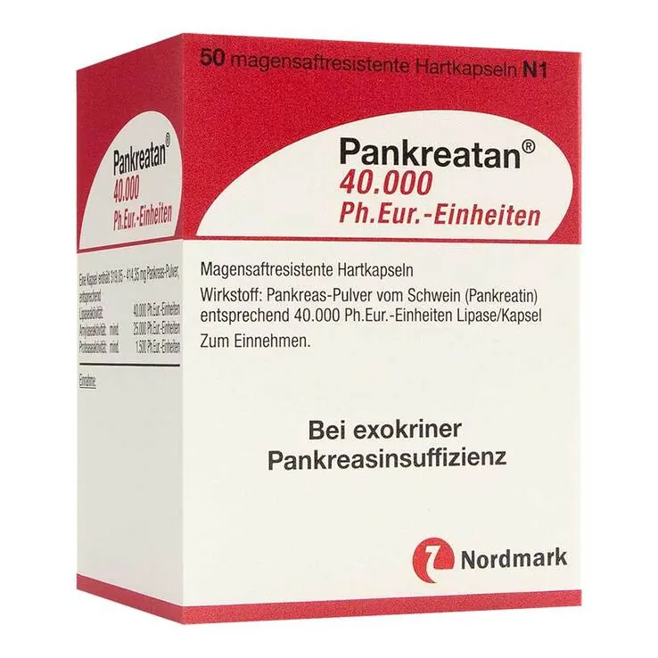 Pankreatan 40.000 Ph.Eur.-Einheiten magensaftresistent Hartkapseln , 50 St