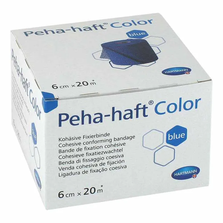 Peha-Haft Color Fixierbinde latexf.6 cmx20 m blau, 1 St