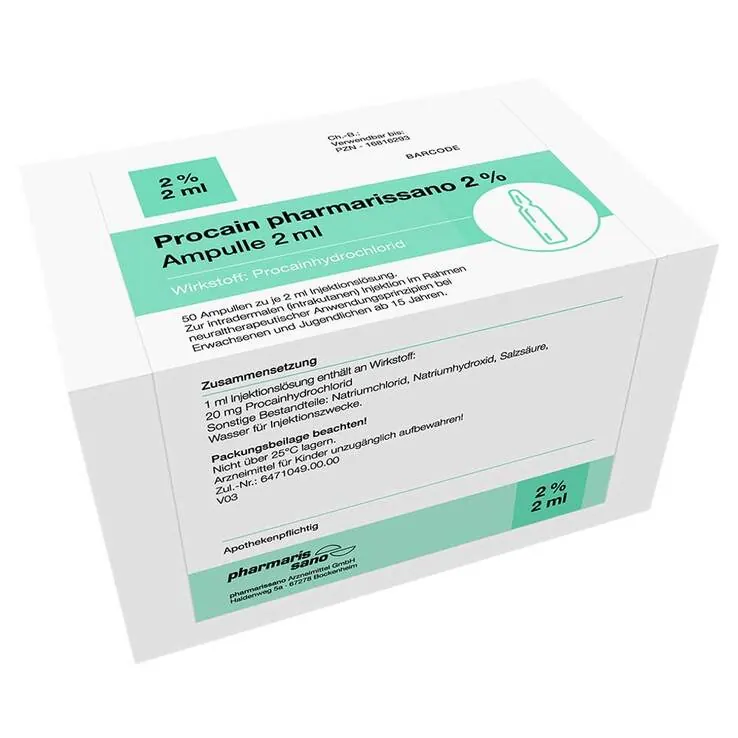 Procain pharmarissano 2% Injektionslösung Ampullen 2 ml, 50X2 ml