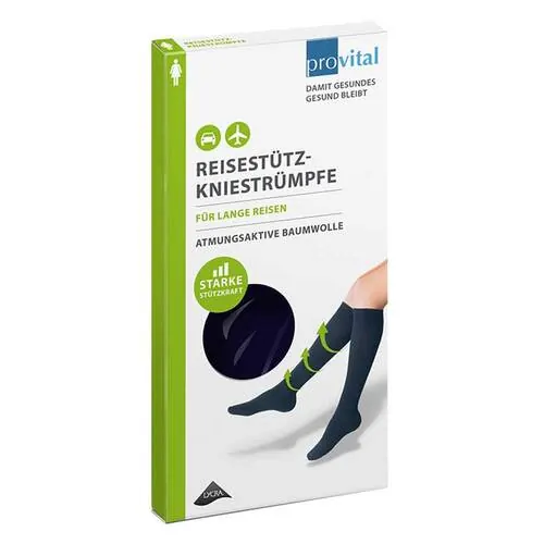 Provital Reisekniestrümpfe Größe 39-42 marine Baumwolle , 2 St