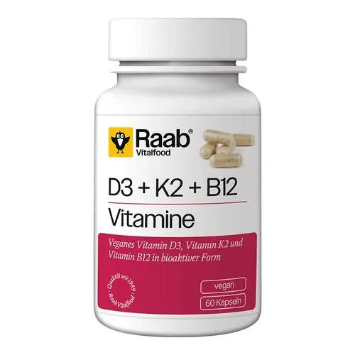 Raab Vitalfood Vitamin D3 K2 B12 Kapseln, 60 St